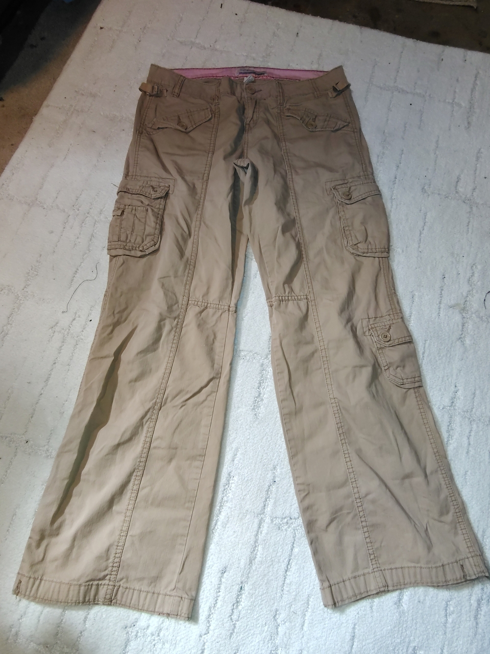 Aeropostale Khaki Women's Cargo Pants with Pink Waistband